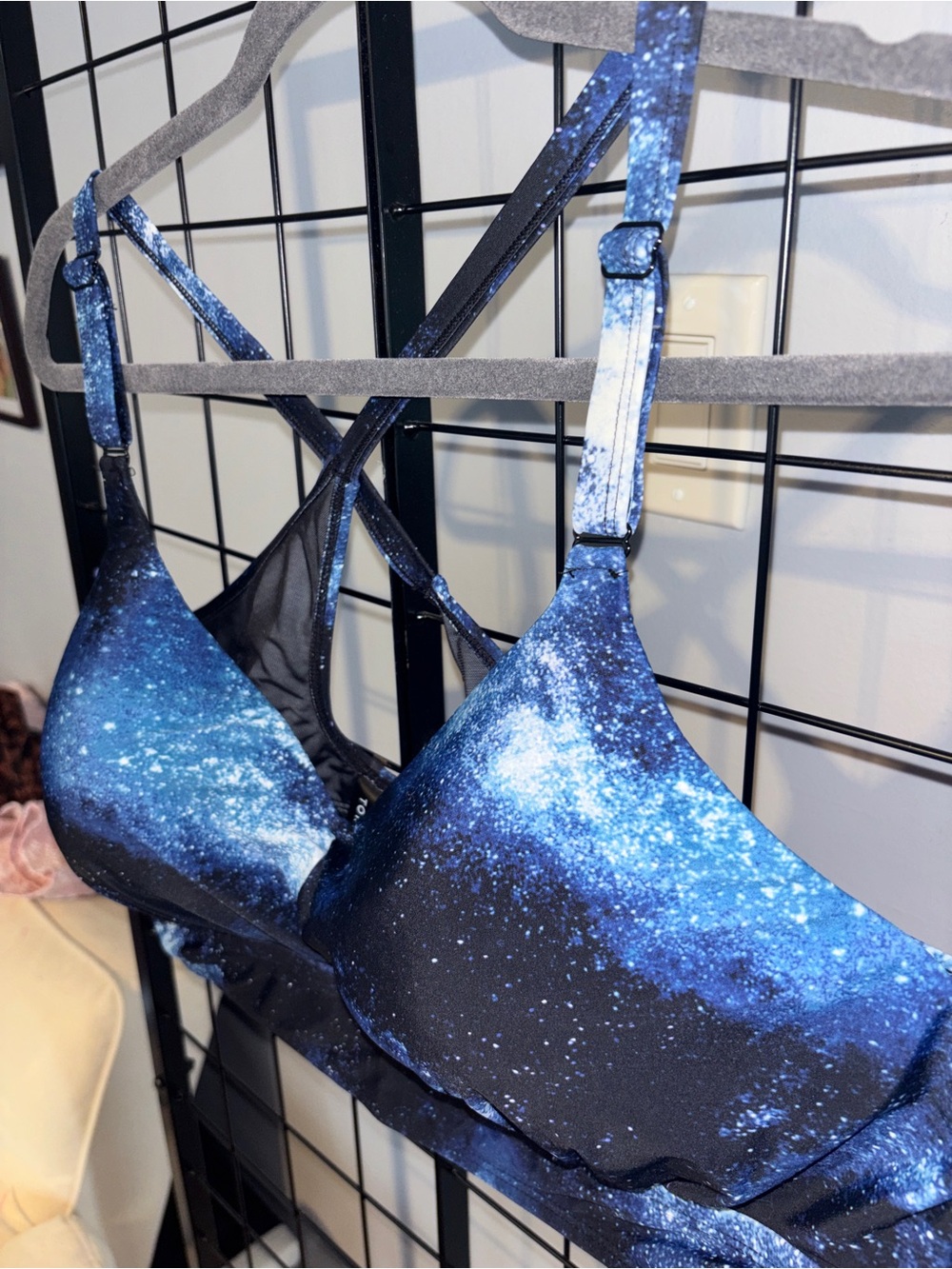 Torrid Blue Galaxy Print Wirefree Racerback Bikini Top EUC - Picture 2 of 6